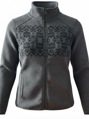 Eddie Bauer Women’s M Fleece Jacket Charcoal w/Black Design & Pockets